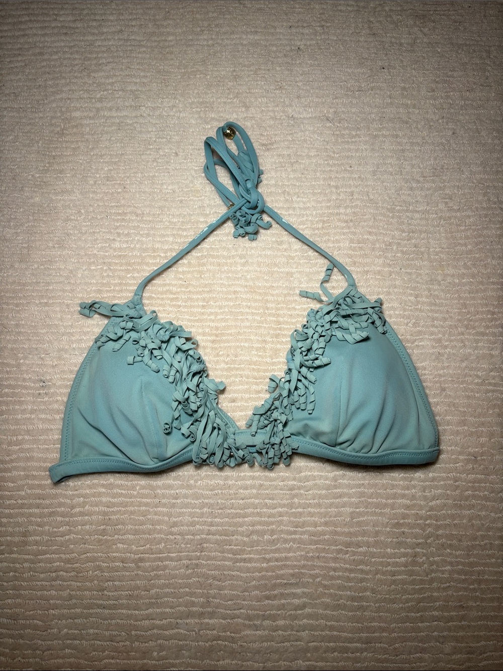 Victoria's Secret Light Aqua Ruffle Triangle Bikini Top